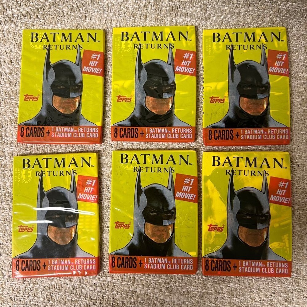 Lot of (6) Batman Returns Topps 1991 DC Comics Trading Cards Packs Sealed